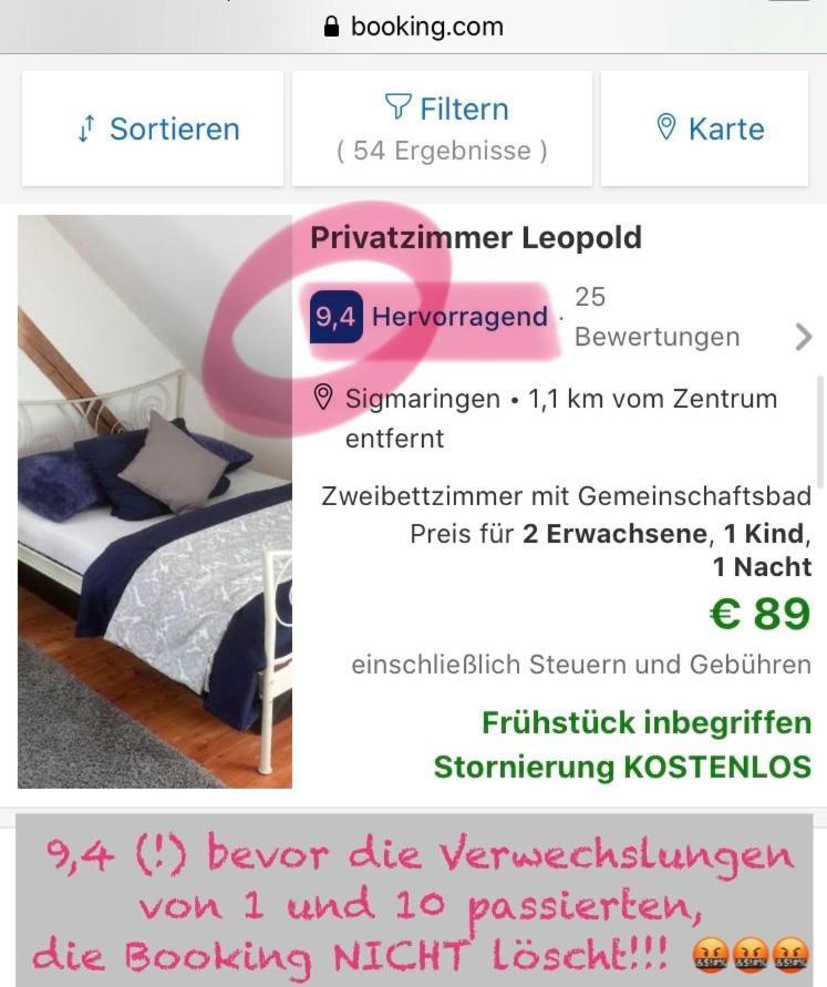 Privatzimmer Leopold Appartement Sigmaringen Buitenkant foto